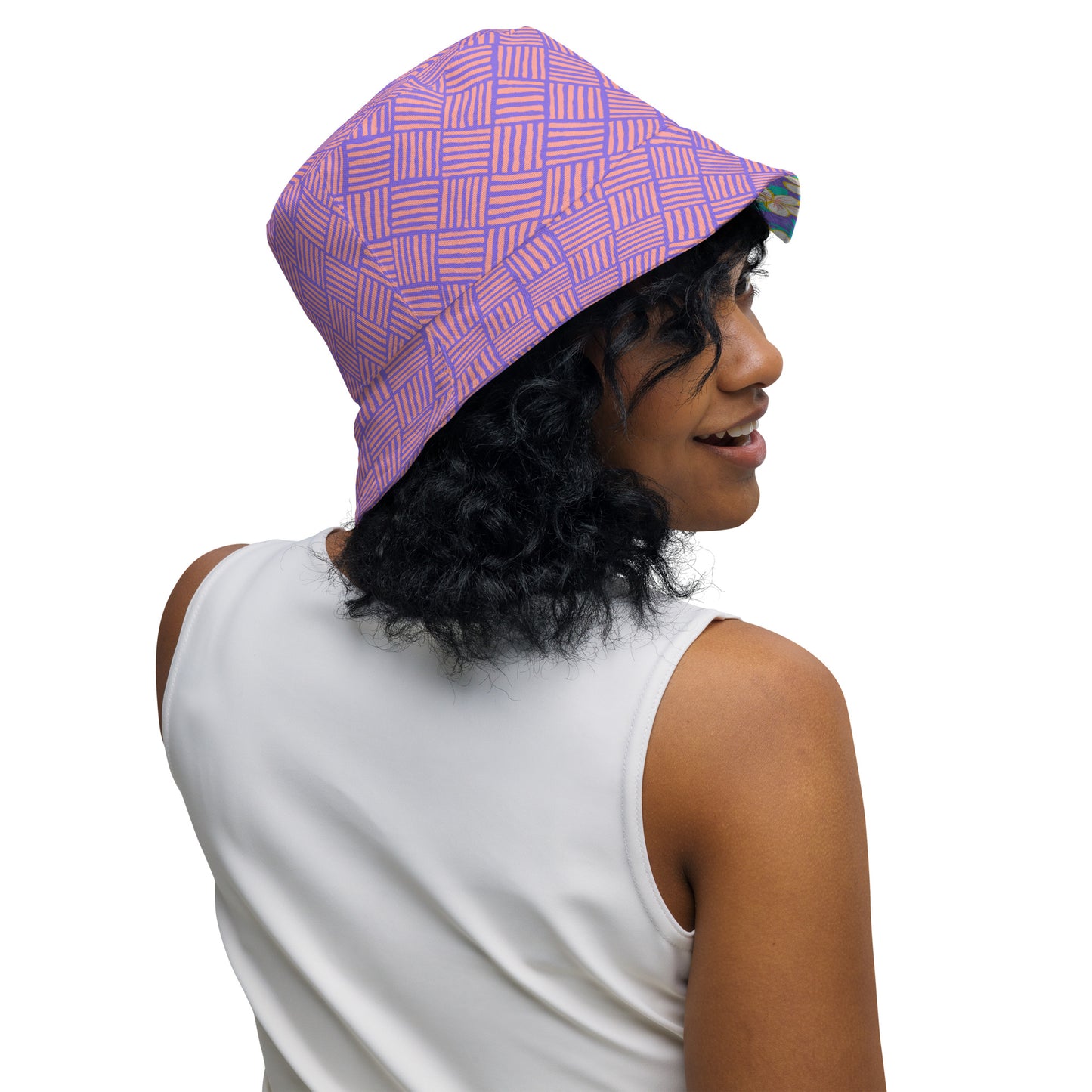 Ube Blue Coral Weave Reversible bucket hat