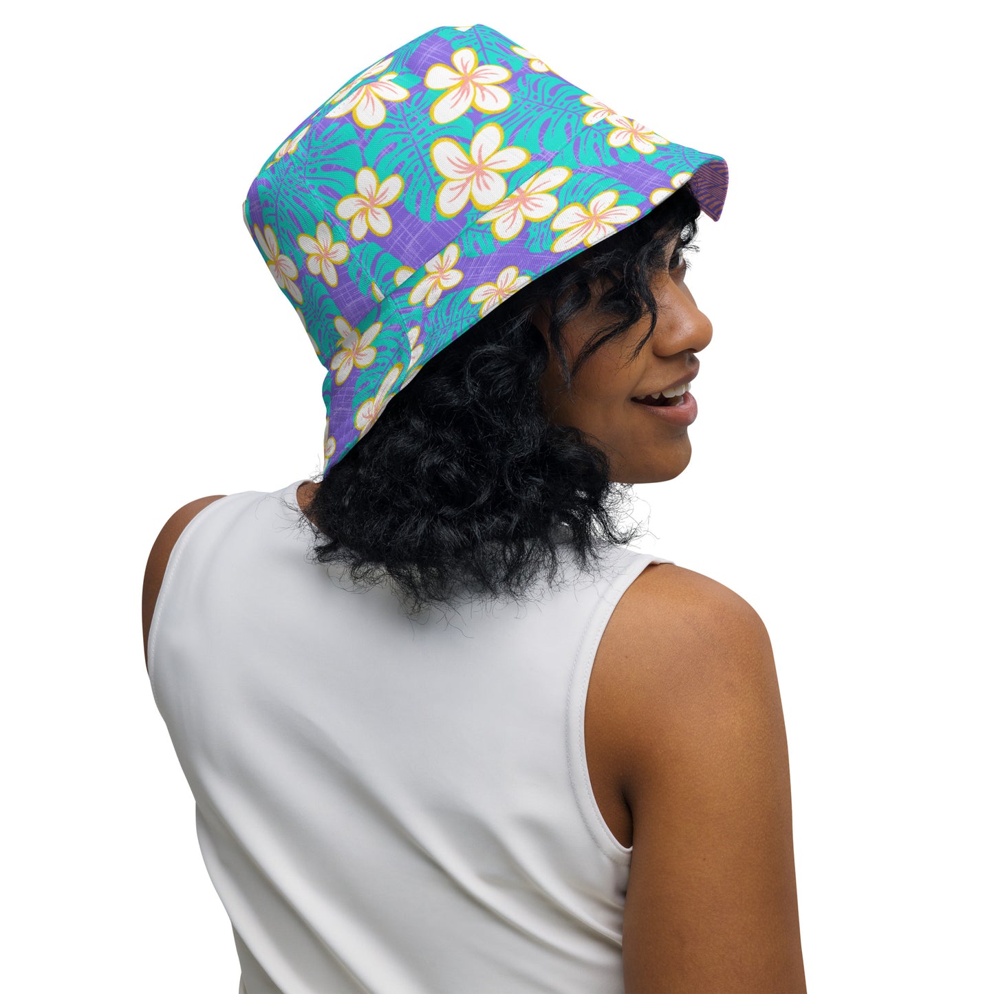 Ube Blue Coral Weave Reversible bucket hat
