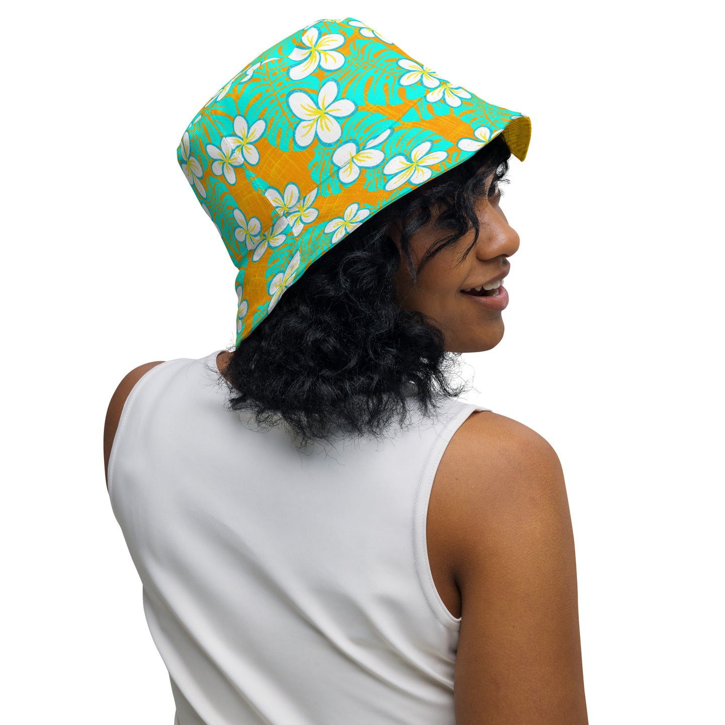 Get Tropical Orange Peel Weave Reversible bucket hat
