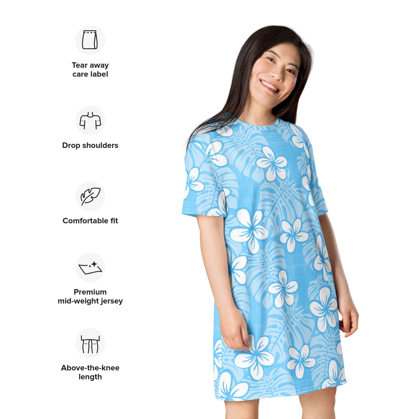 Pale Blue Garden T-shirt dress