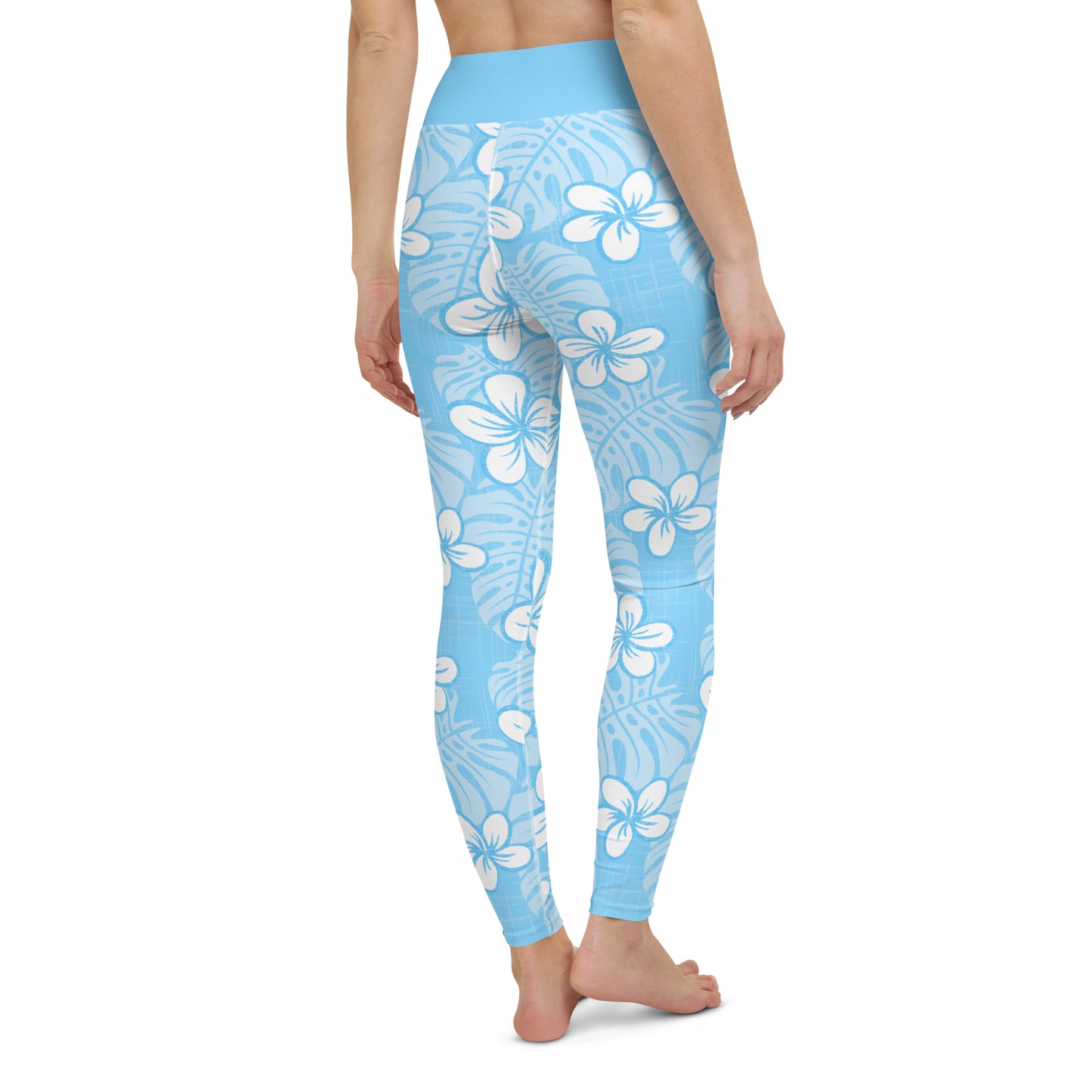 Pale Blue Garden Yoga Leggings