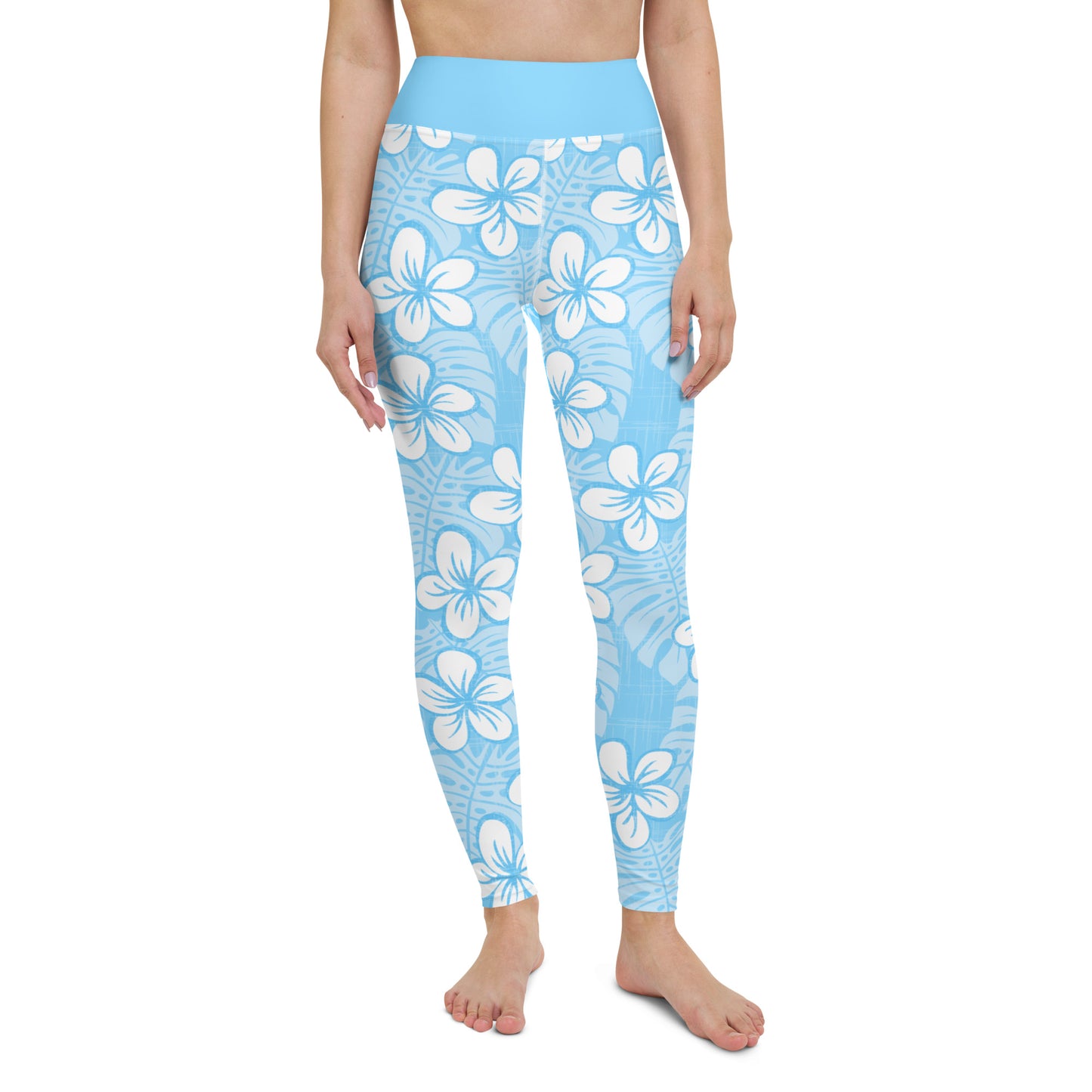 Pale Blue Garden Yoga Leggings