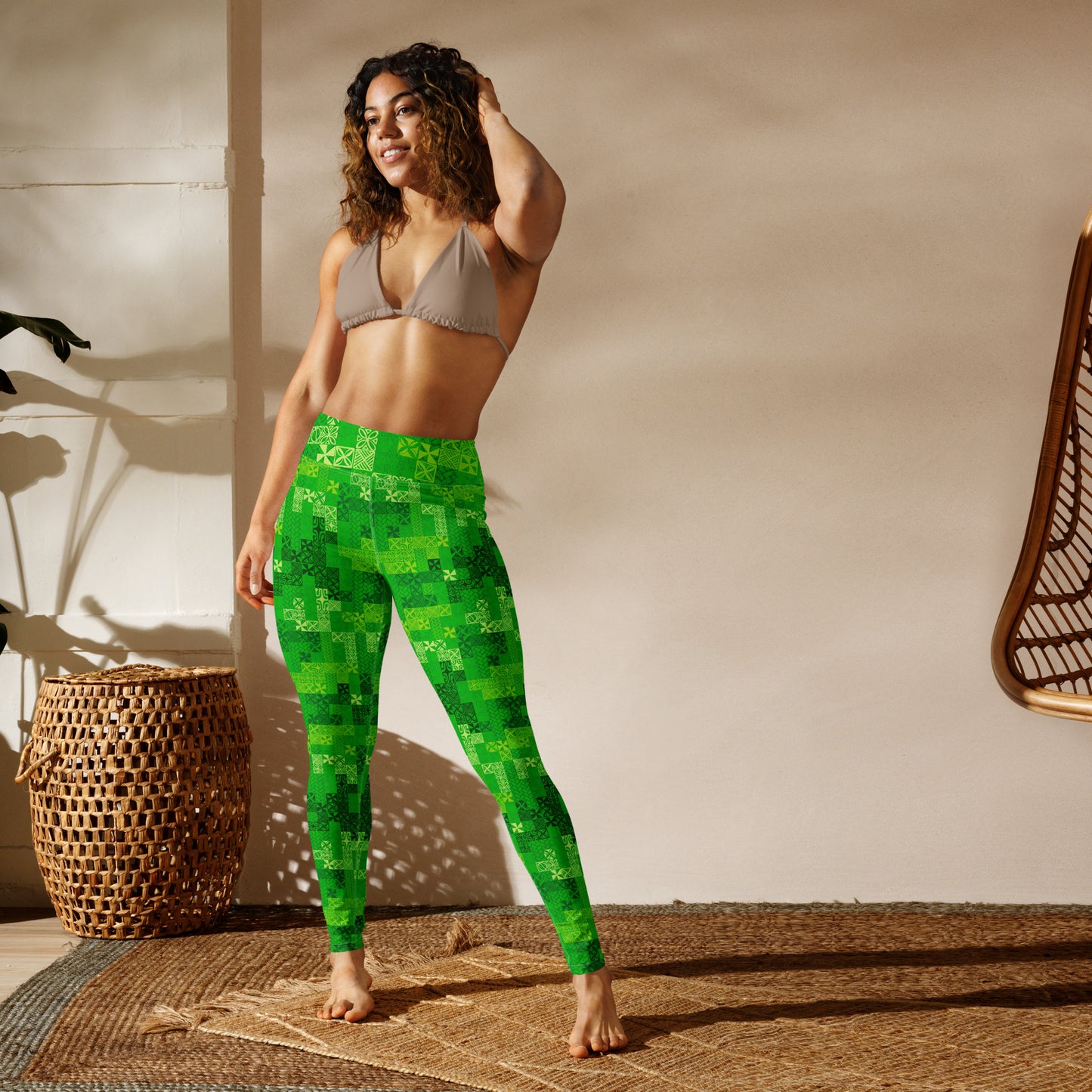 Tapa Tuesday Green Yoga Leggings