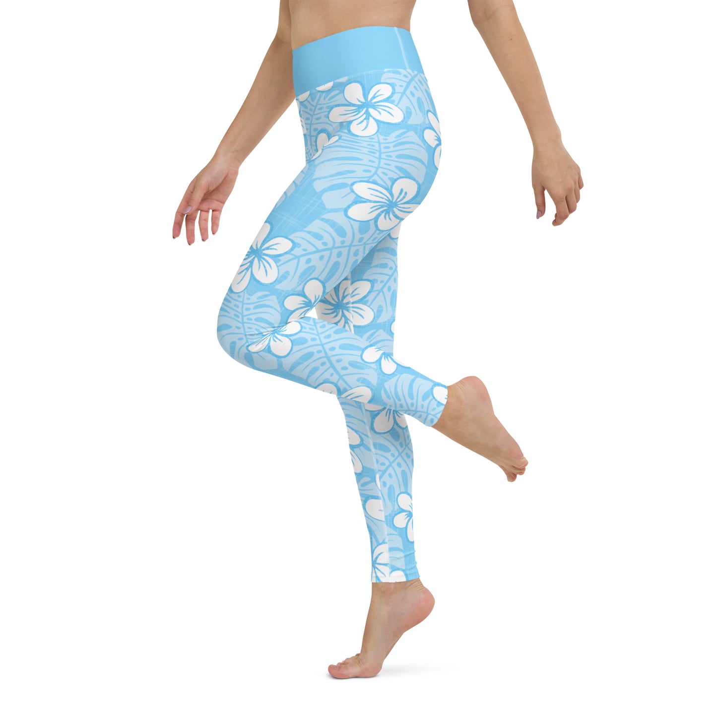 Pale Blue Garden Yoga Leggings