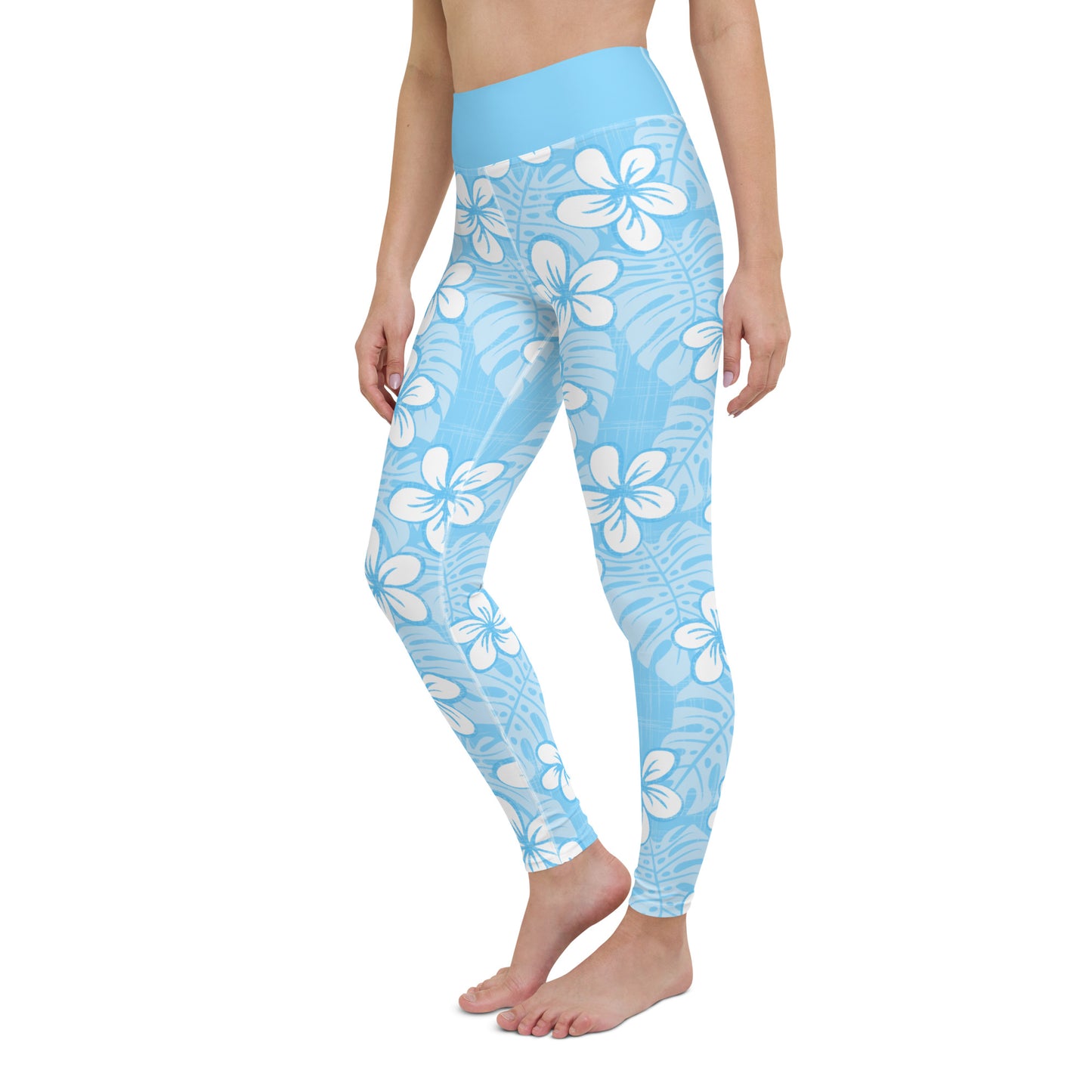 Pale Blue Garden Yoga Leggings