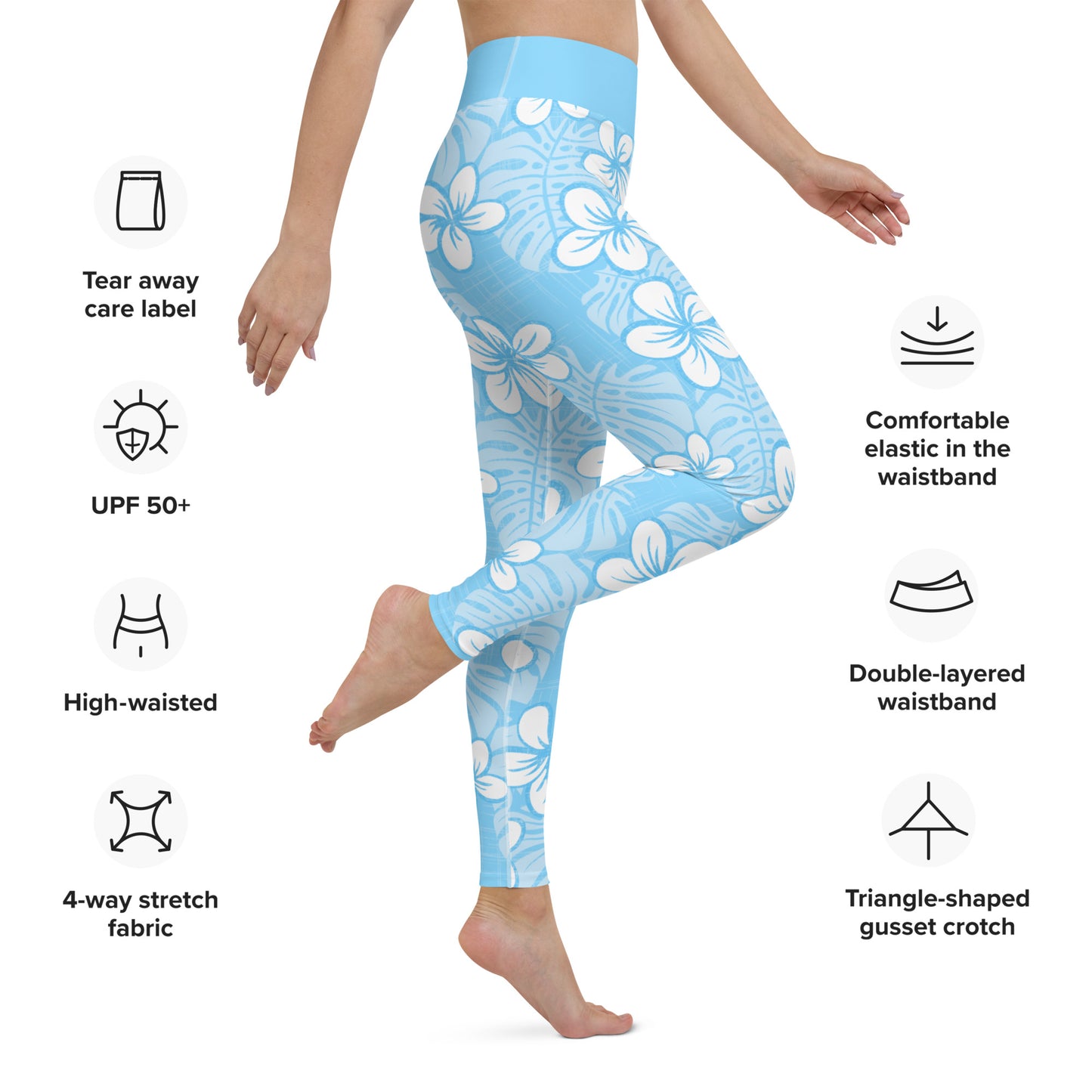 Pale Blue Garden Yoga Leggings