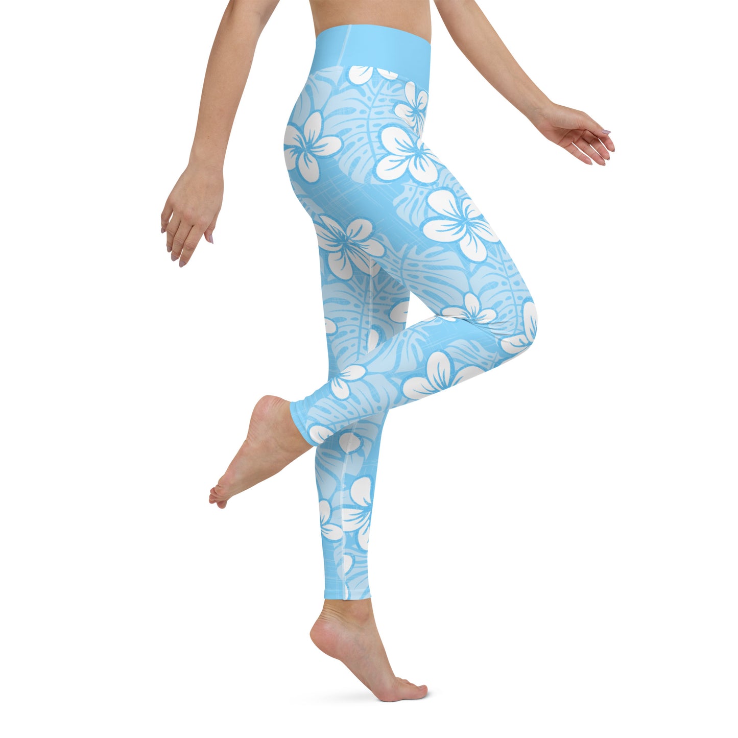 Pale Blue Garden Yoga Leggings