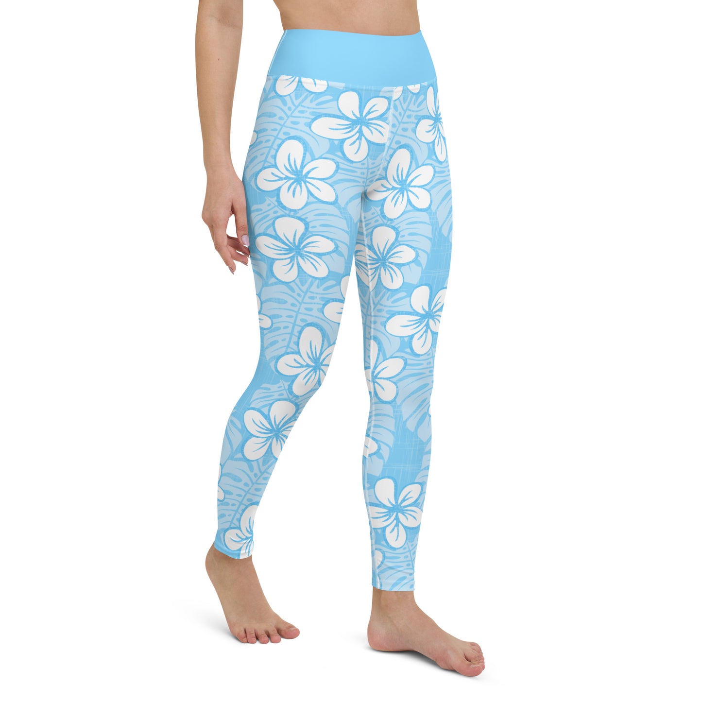 Pale Blue Garden Yoga Leggings