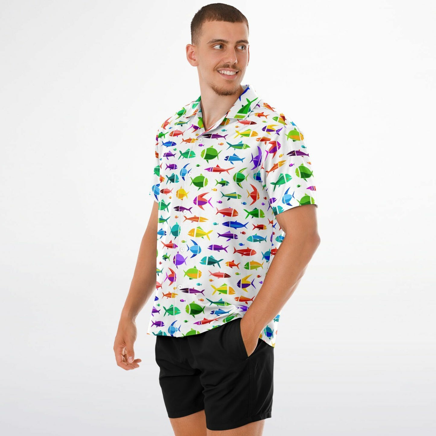 'Fishies' Short Sleeve Button-Down Shirt