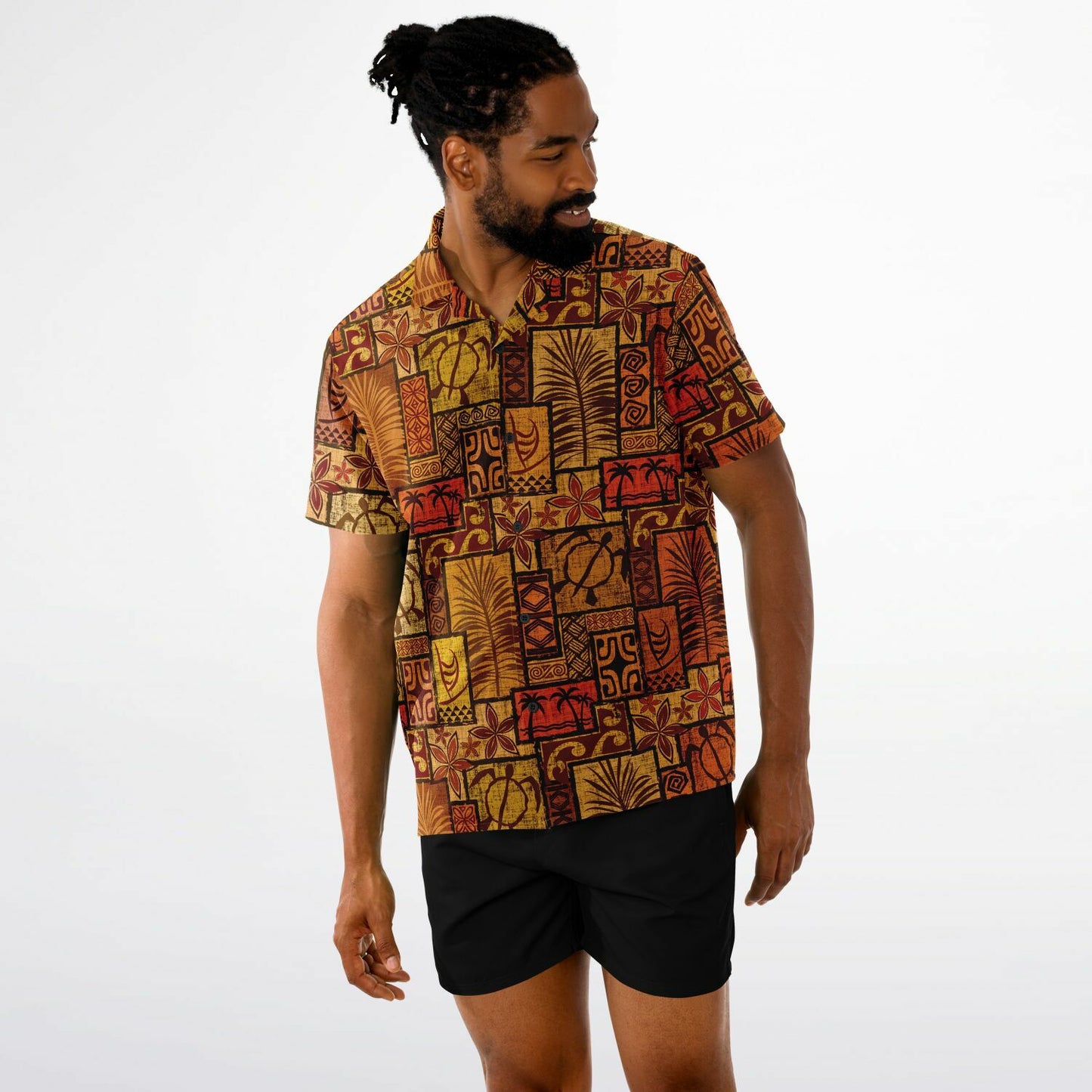 Moku Malihini Pele Sunset Short Sleeve Button-Down Shirt