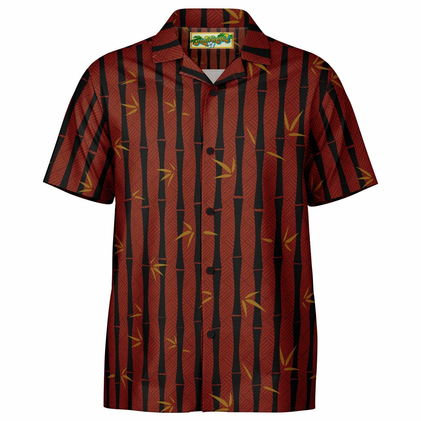 'Bamboo Black' Short Sleeve Button-Down Shirt