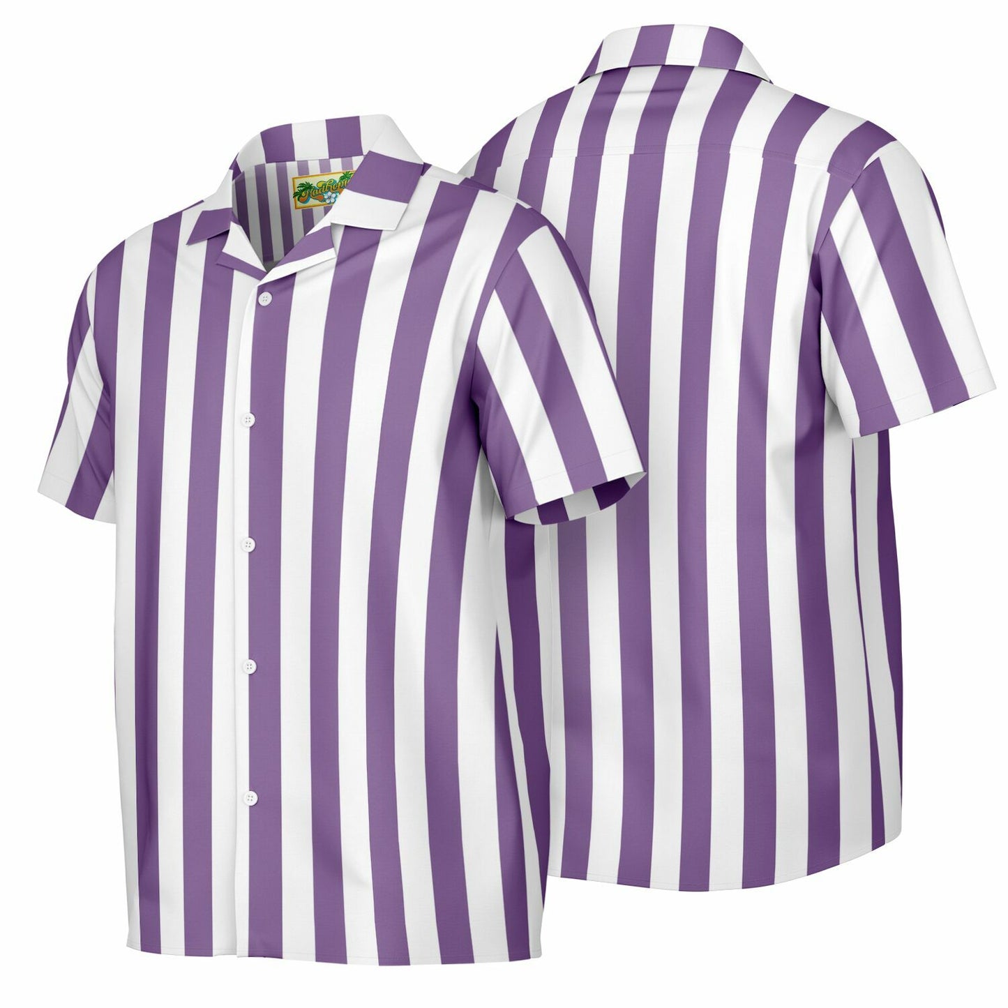 'Beachboy Orchid' Striped Short Sleeve Button-Down Shirt