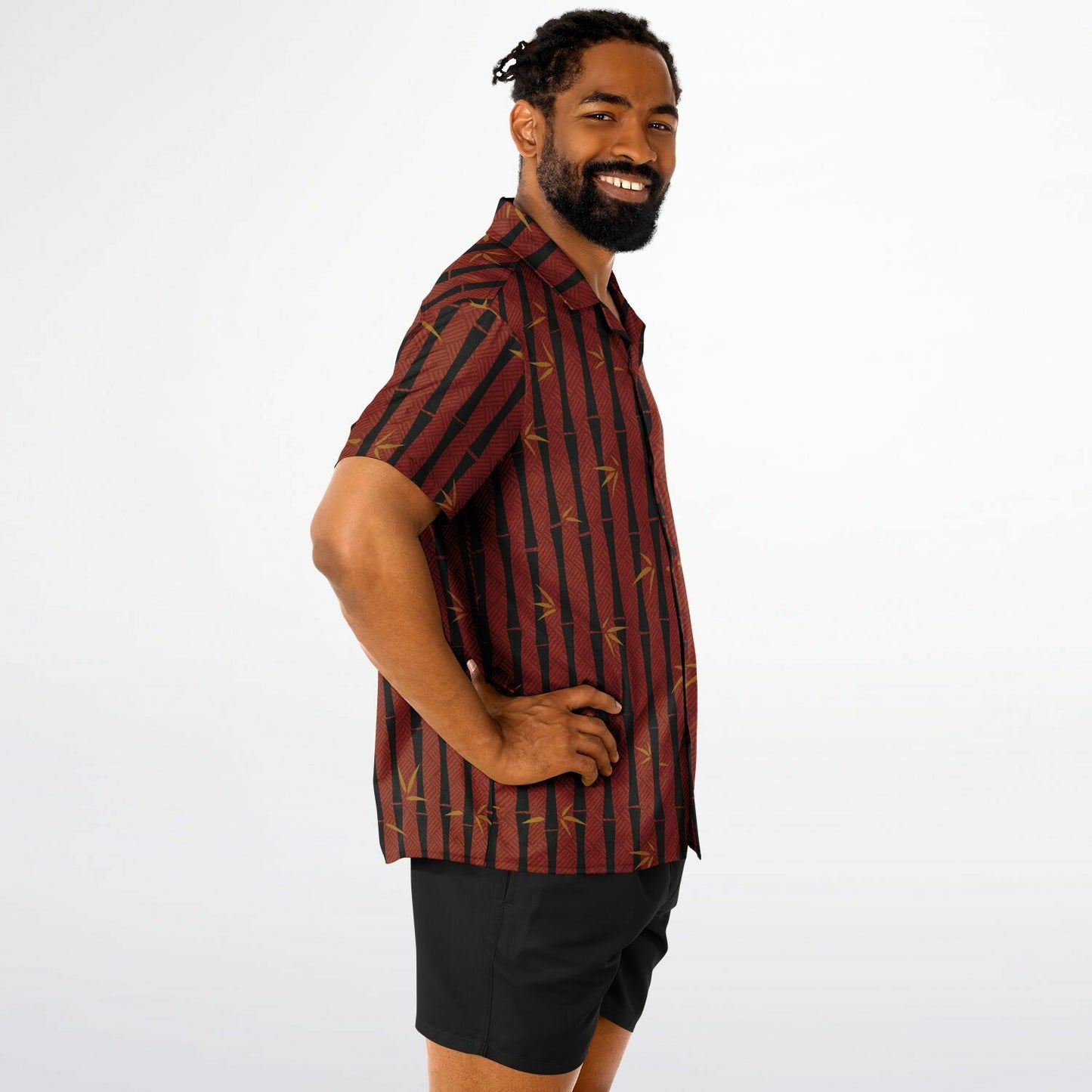 'Bamboo Black' Short Sleeve Button-Down Shirt