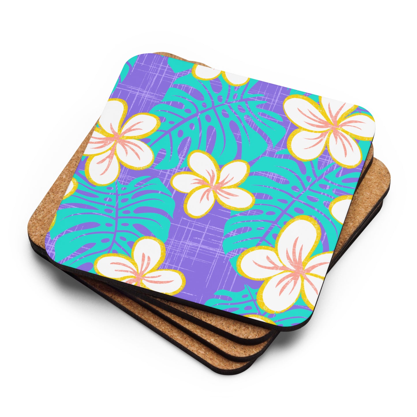 Garden's Edge Ube Blue Cork-back coaster