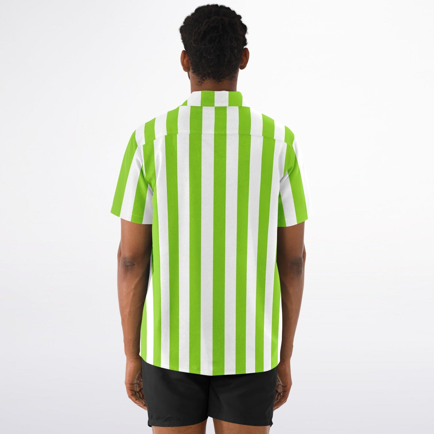 'Beachboy Green' Striped Short Sleeve Button-Down Shirt