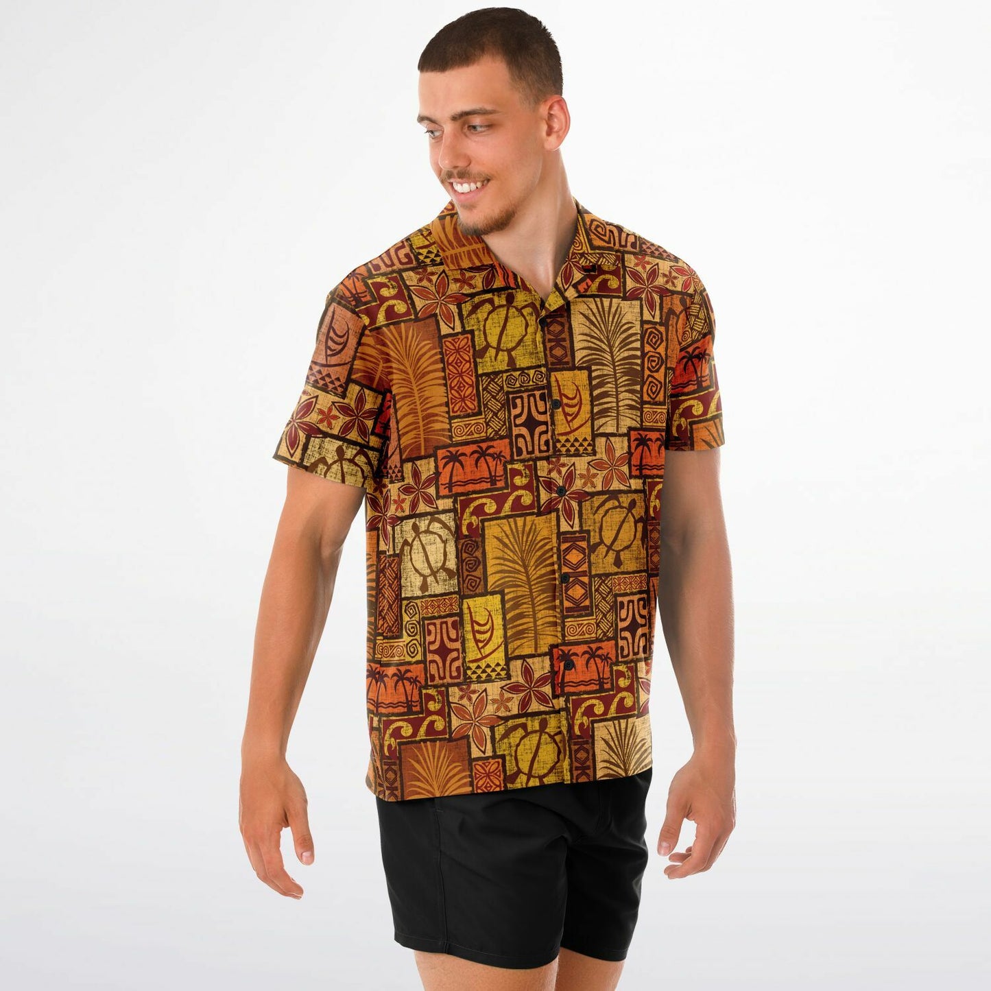 Moku Malihini Pele Sunset Short Sleeve Button-Down Shirt