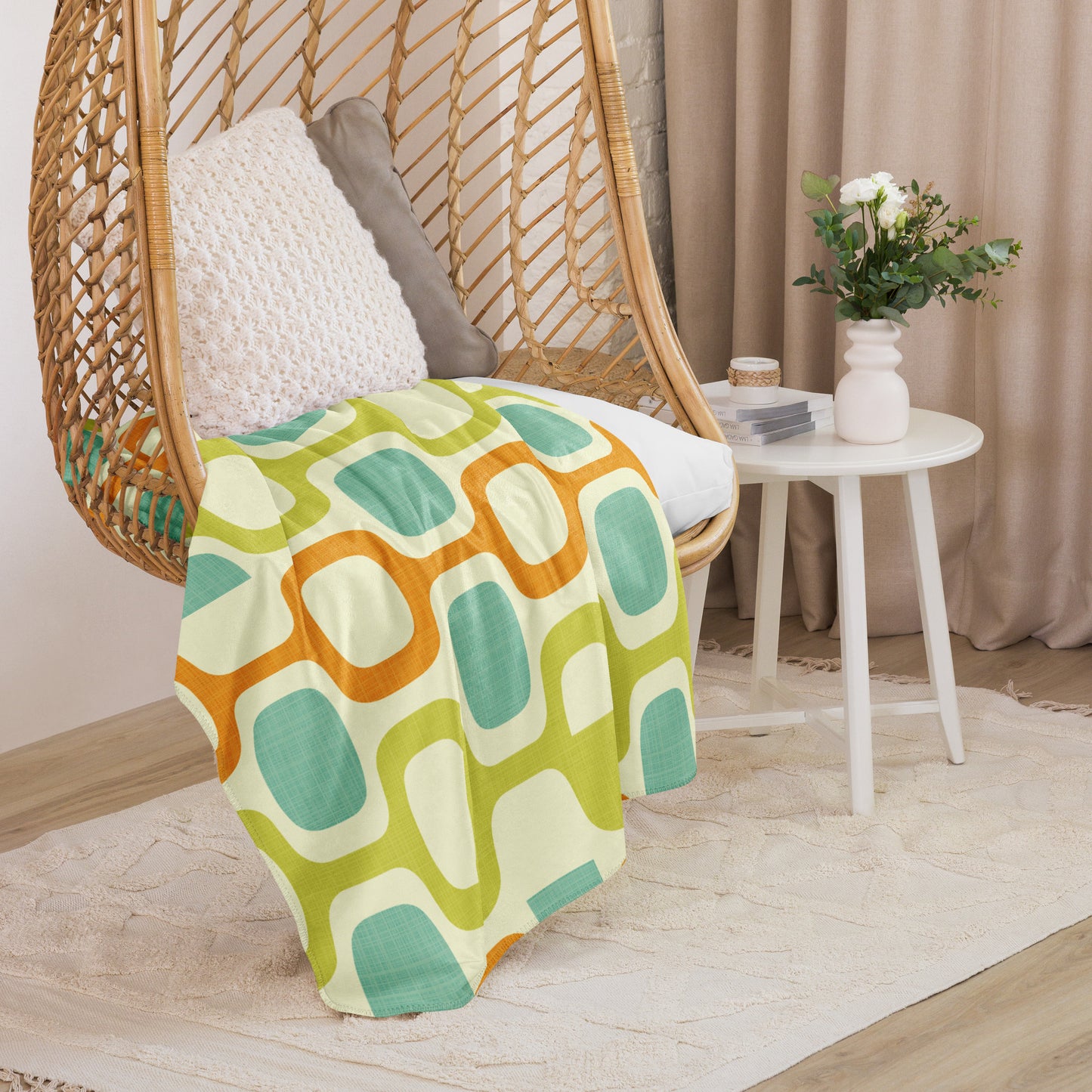 Tangerine Kiwi Caruso Sherpa blanket