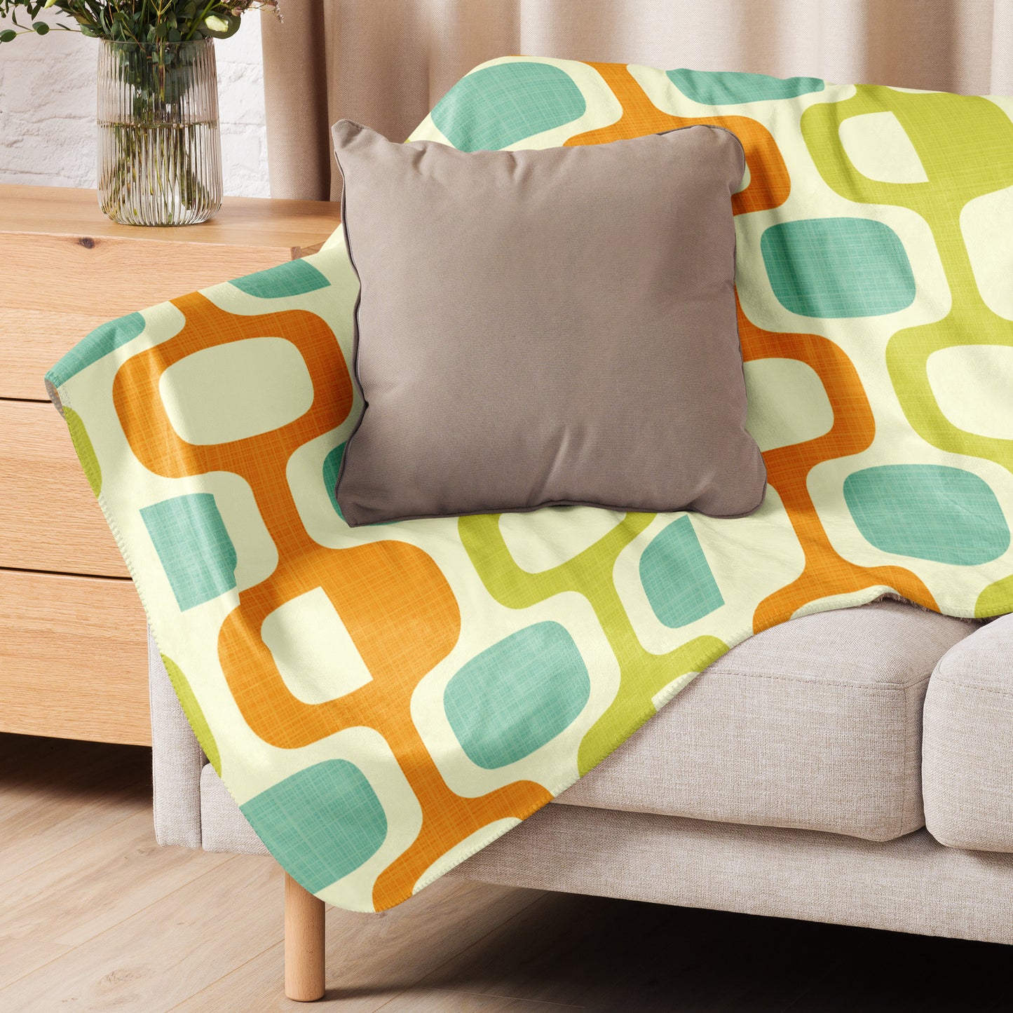 Tangerine Kiwi Caruso Sherpa blanket