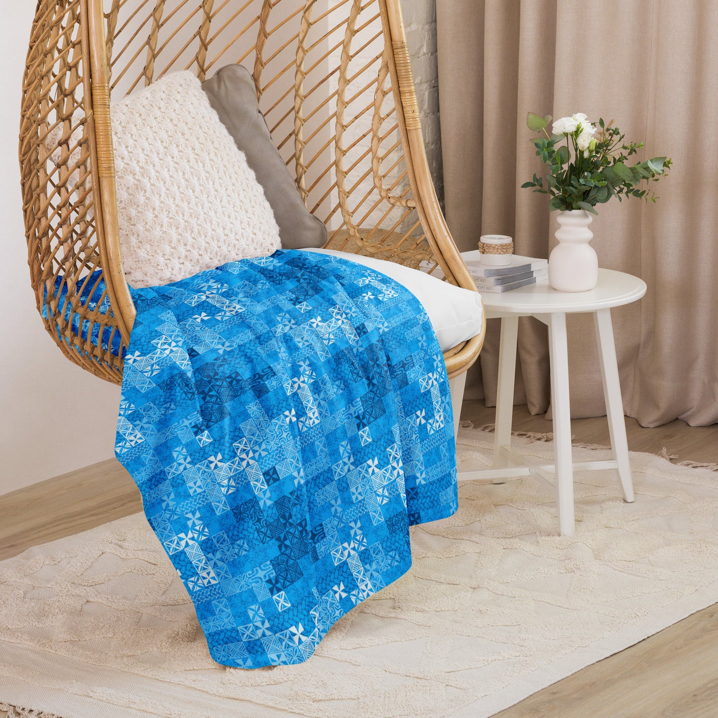 Tapa Tuesday Blue Sherpa blanket