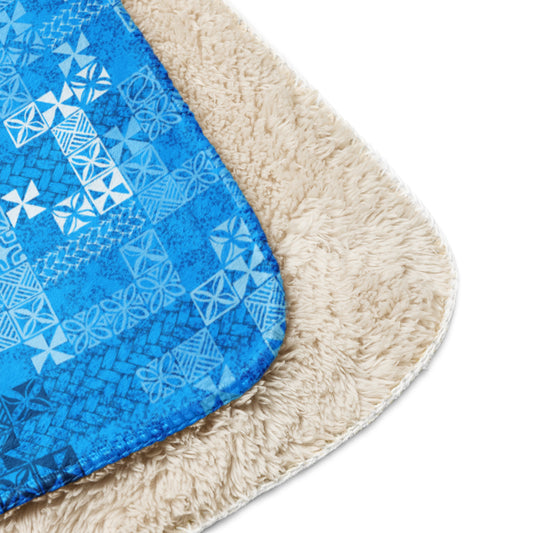 Tapa Tuesday Blue Sherpa blanket