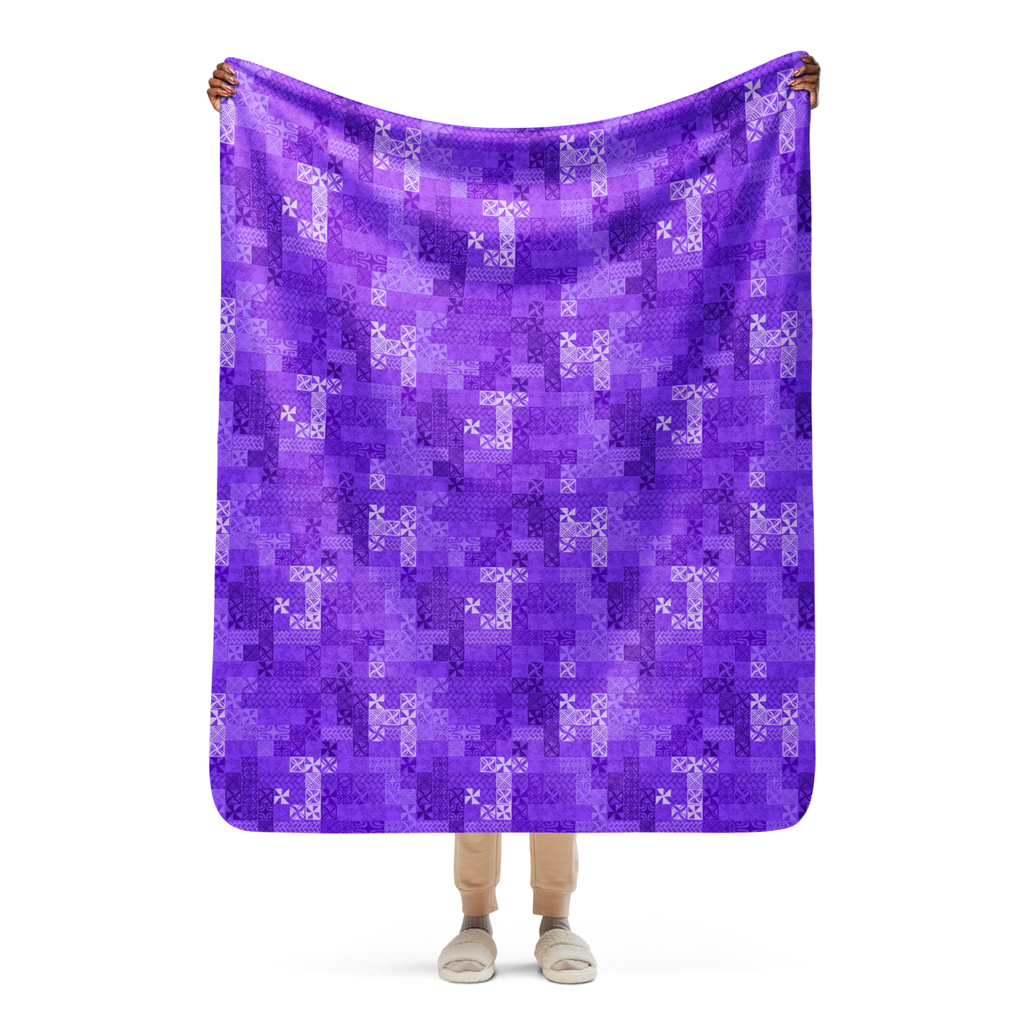 Tapa Tuesday Purple Sherpa blanket