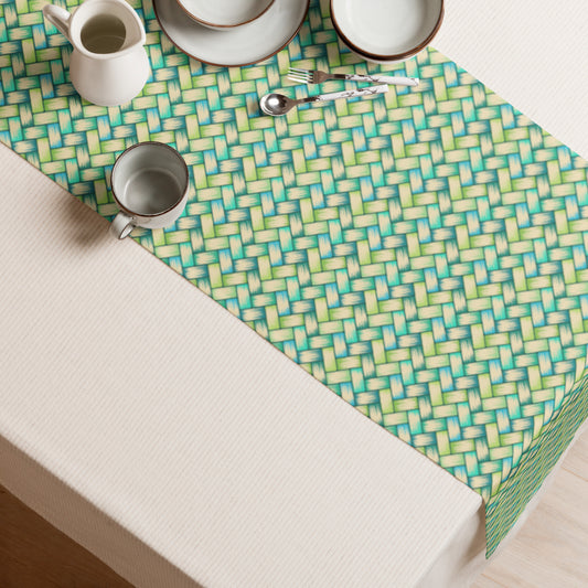 Green Palm Weave Table runner