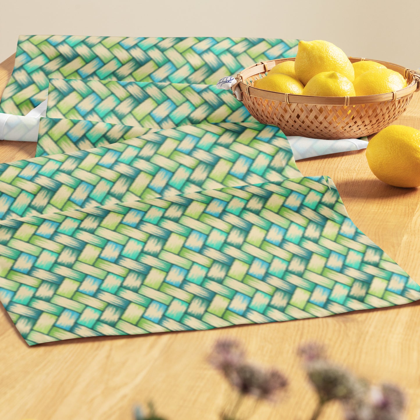 Green Palm Weave Table runner