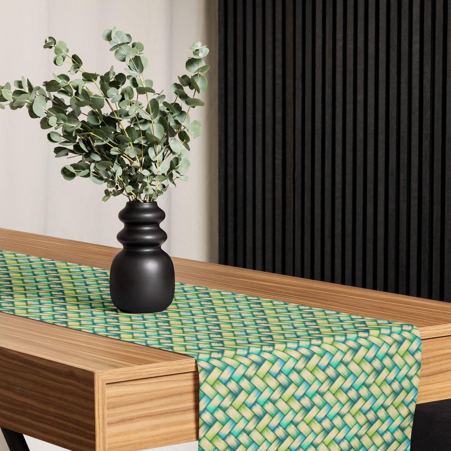 Green Palm Weave Table runner