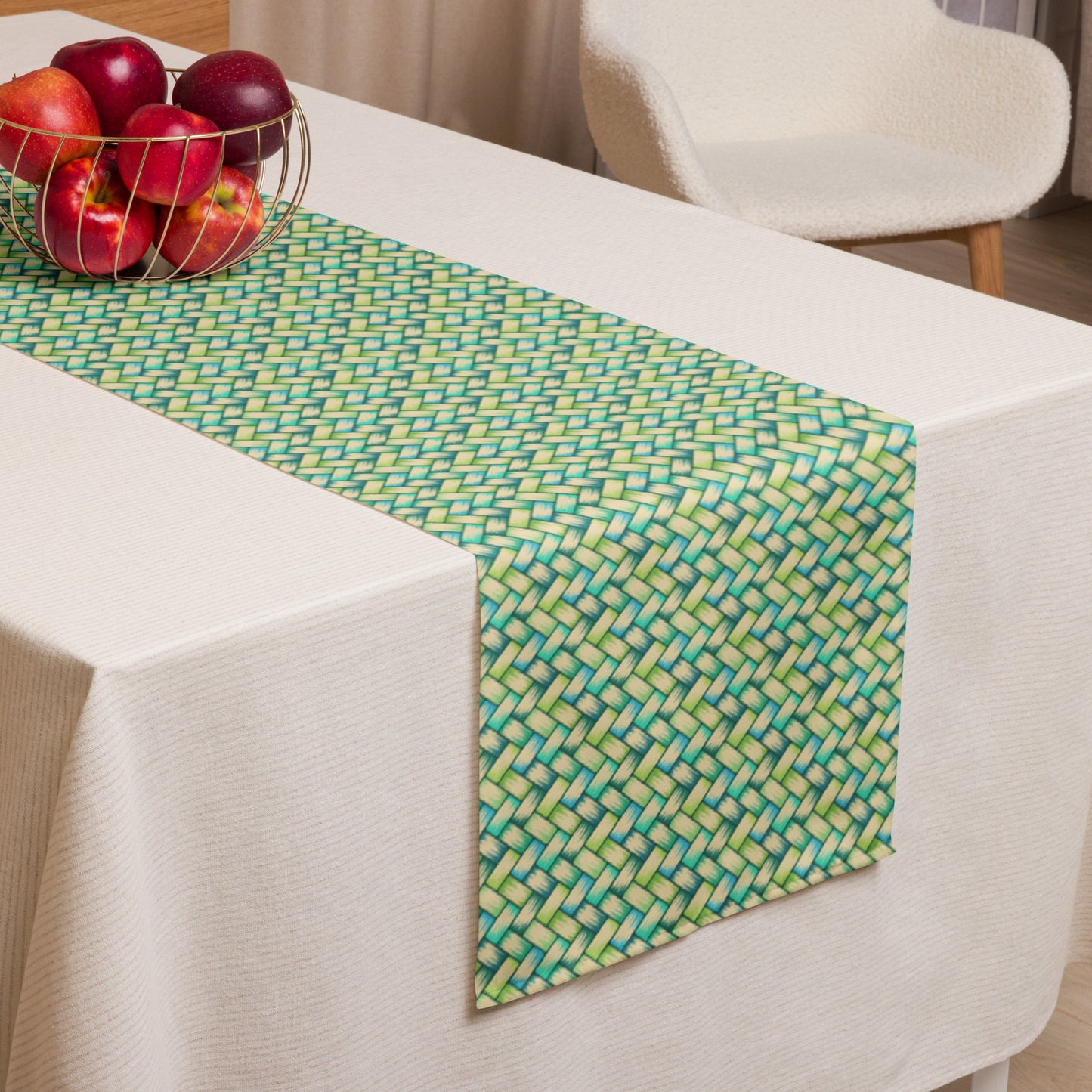 Green Palm Weave Table runner
