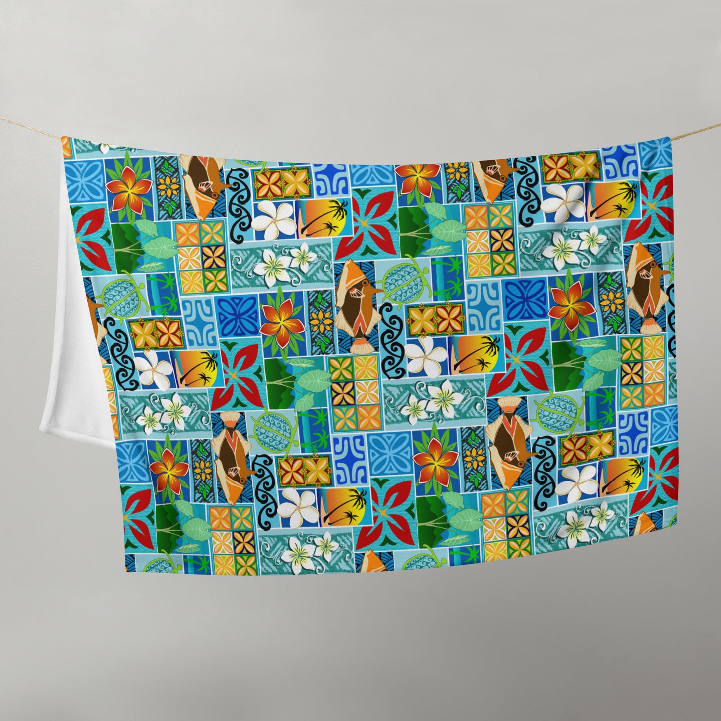 New Hawaiian Motif Throw Blanket