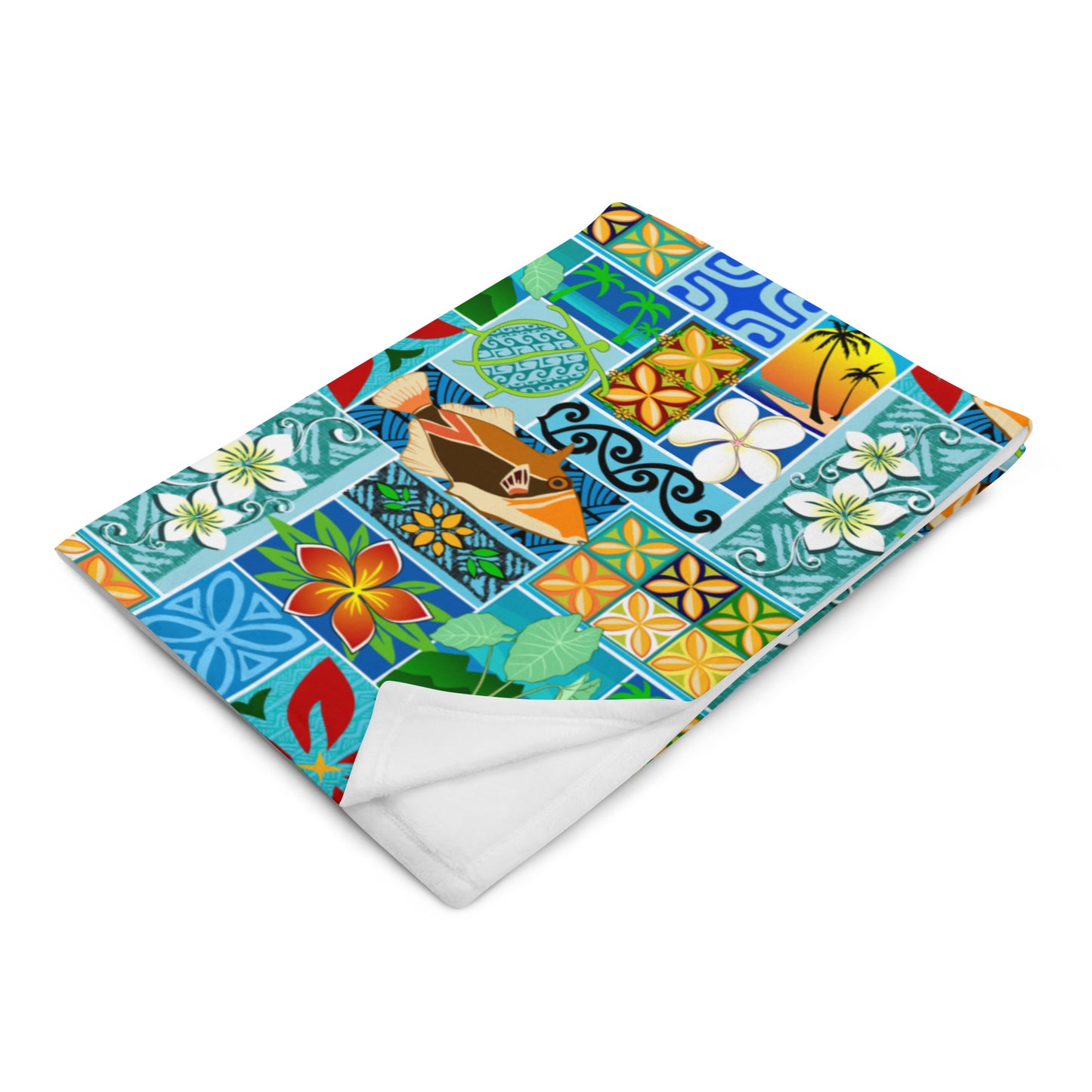 New Hawaiian Motif Throw Blanket