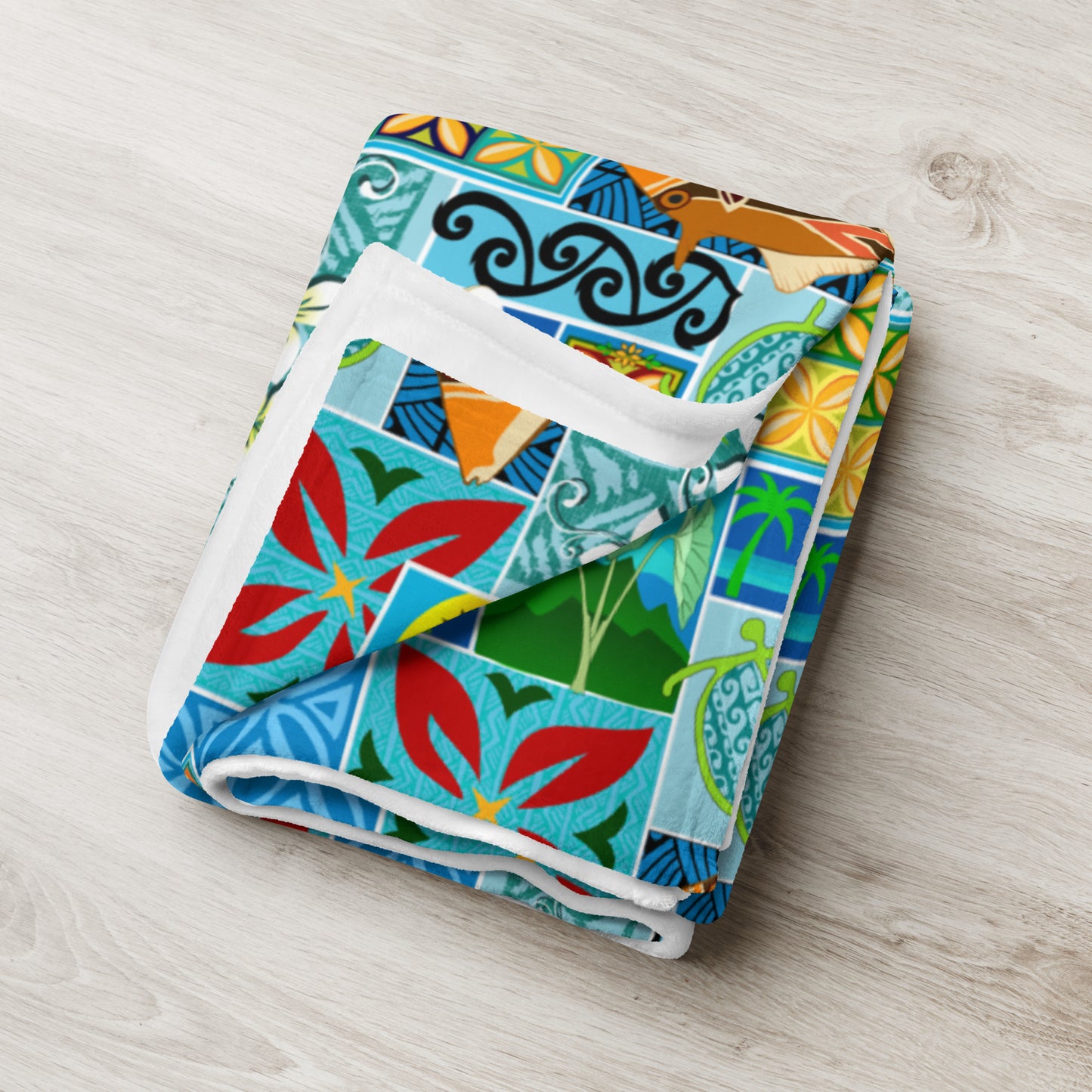 New Hawaiian Motif Throw Blanket