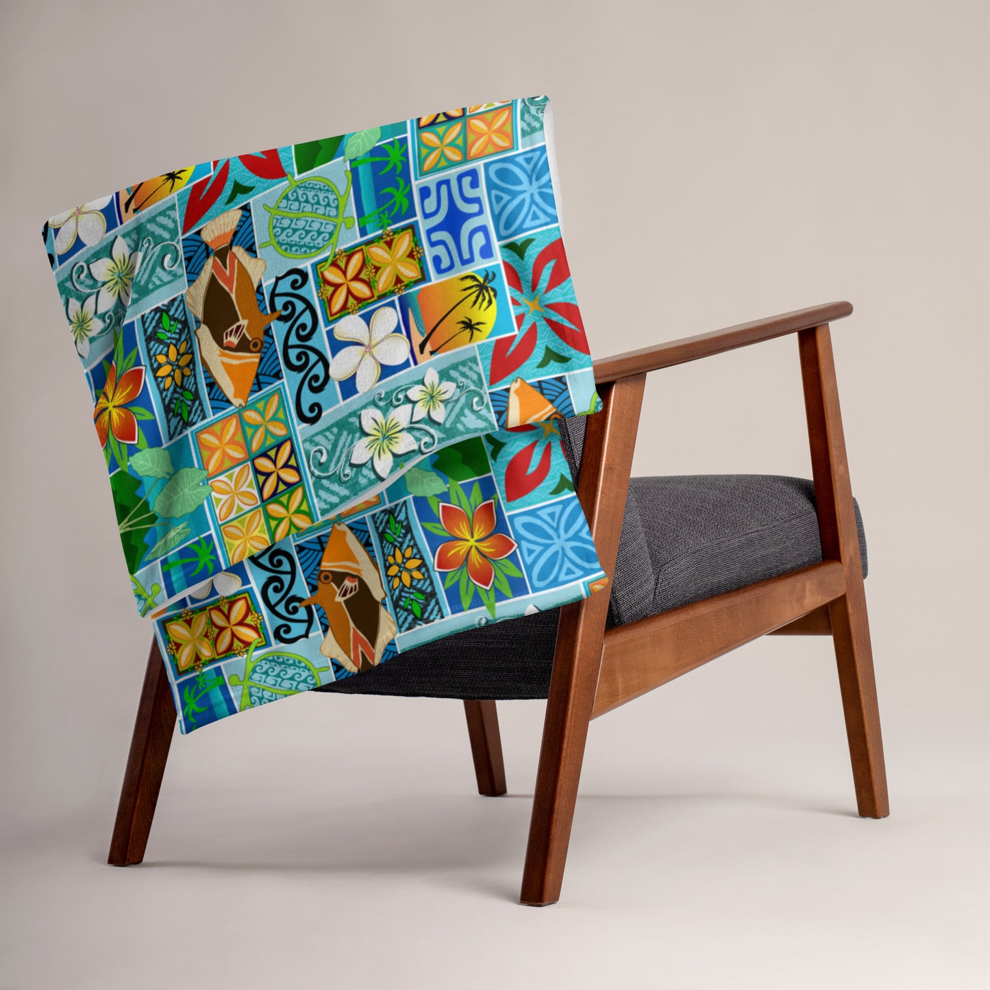 New Hawaiian Motif Throw Blanket