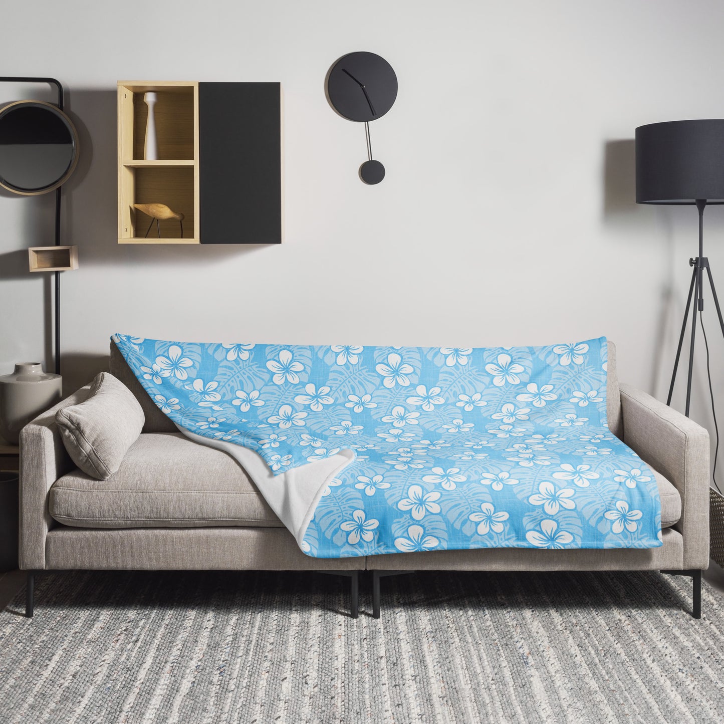 Pale Blue Garden Throw Blanket