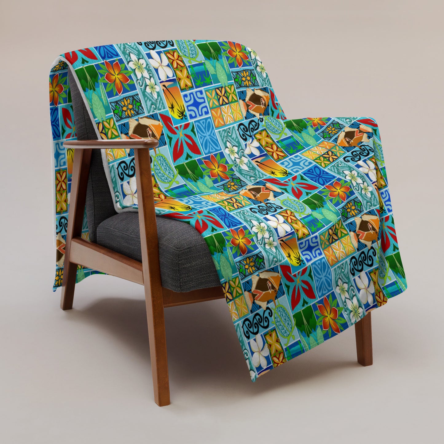 New Hawaiian Motif Throw Blanket