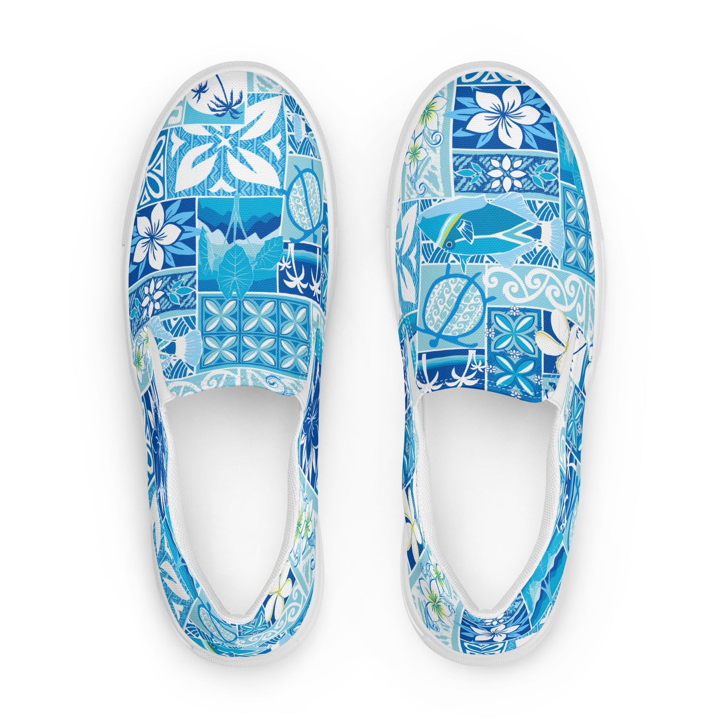 Blue Hawaiian Motif Women’s slip-on canvas shoes