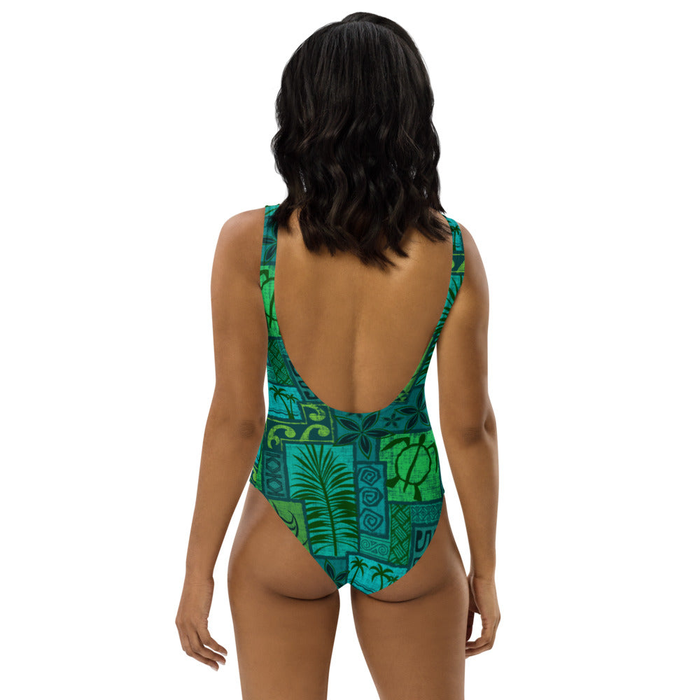 Moku Malihini on blue One-Piece Swimsuit