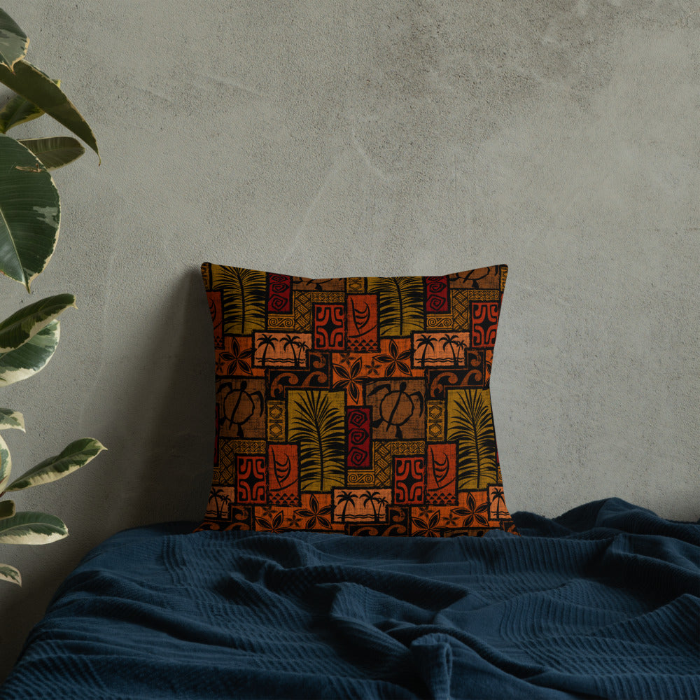 Moku Malihini on Black Premium Pillow