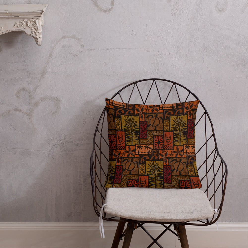 Moku Malihini on Black Premium Pillow