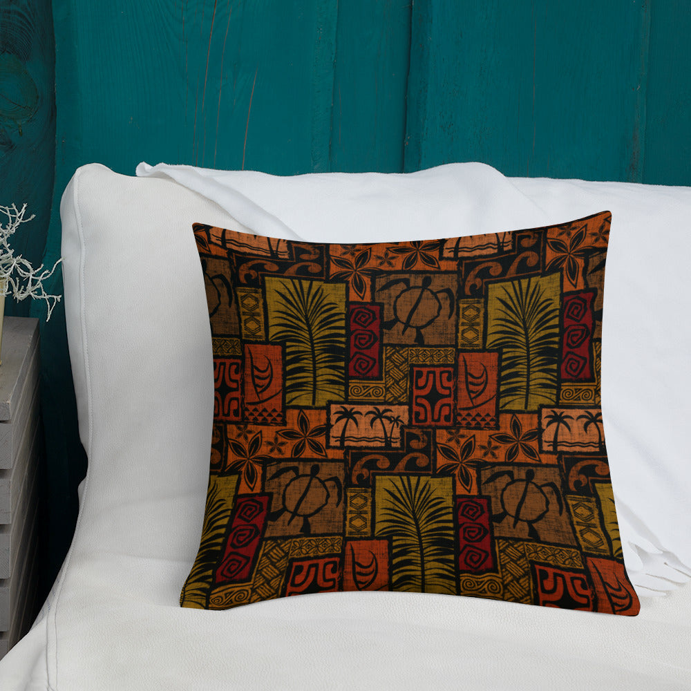 Moku Malihini on Black Premium Pillow