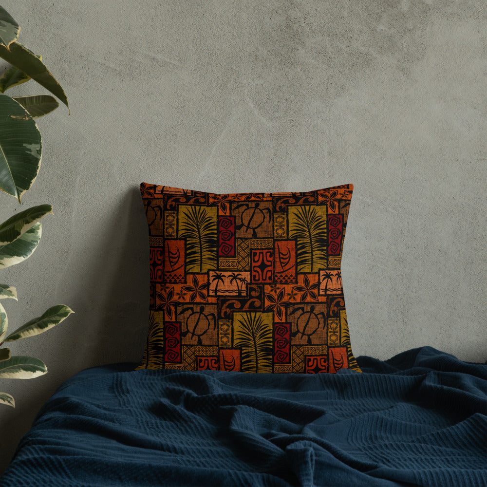Moku Malihini on Black Premium Pillow