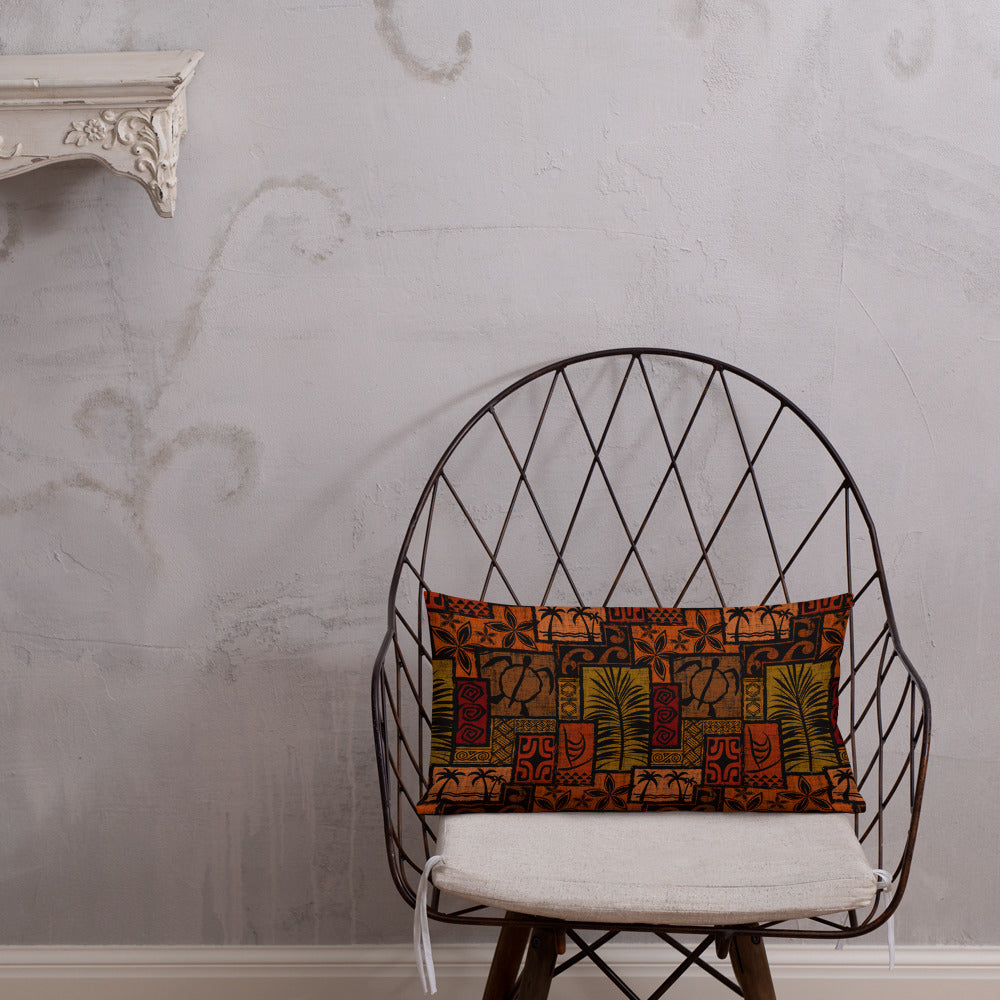 Moku Malihini on Black Premium Pillow