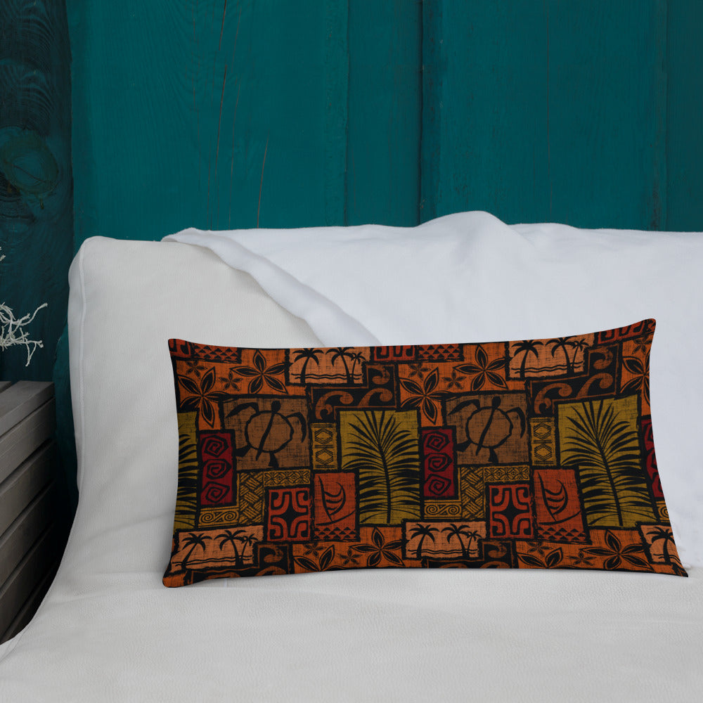 Moku Malihini on Black Premium Pillow