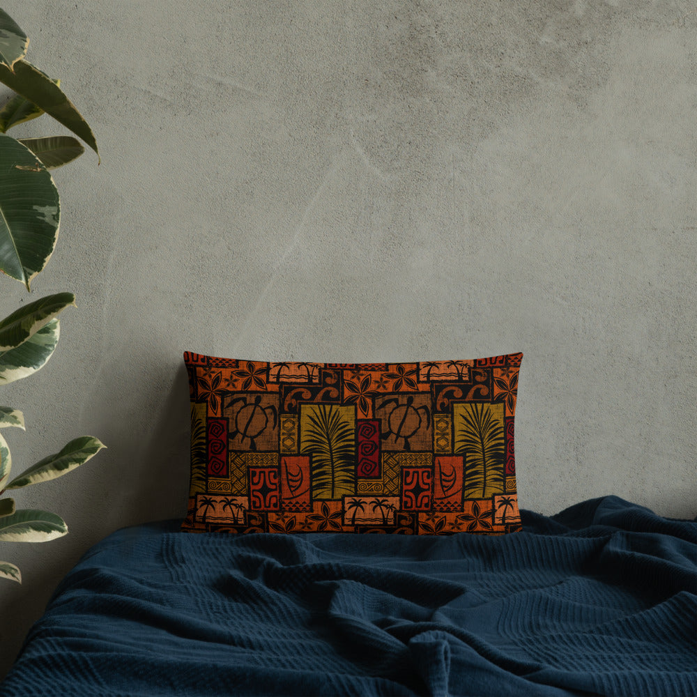Moku Malihini on Black Premium Pillow
