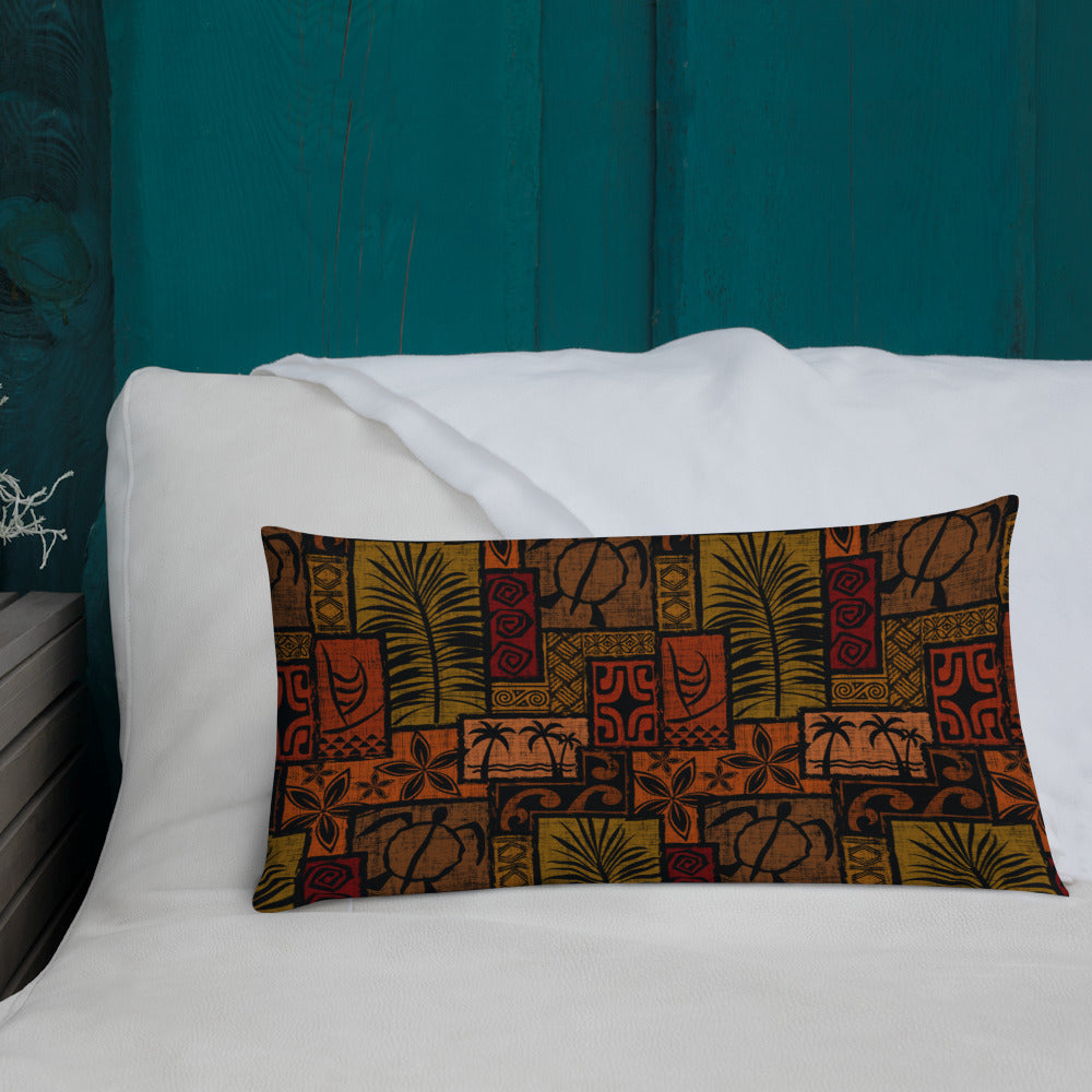 Moku Malihini on Black Premium Pillow