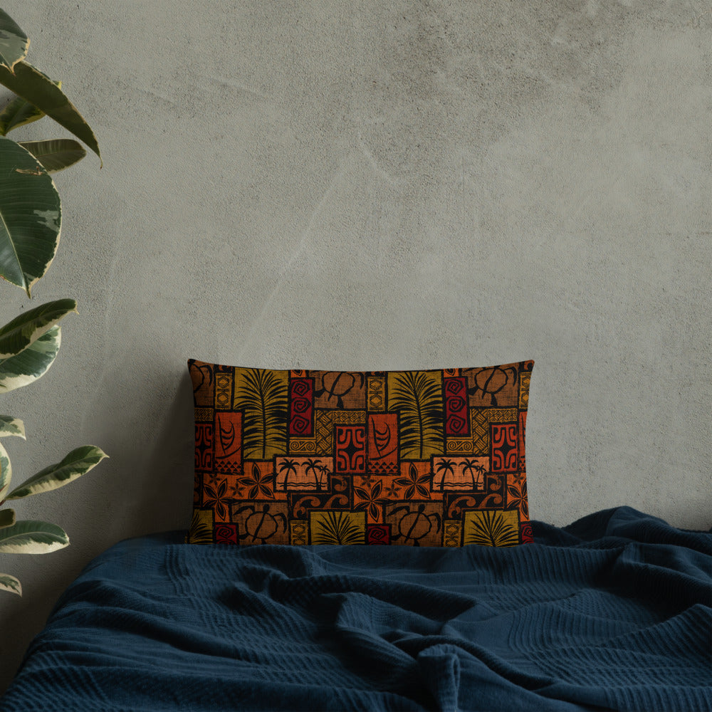 Moku Malihini on Black Premium Pillow