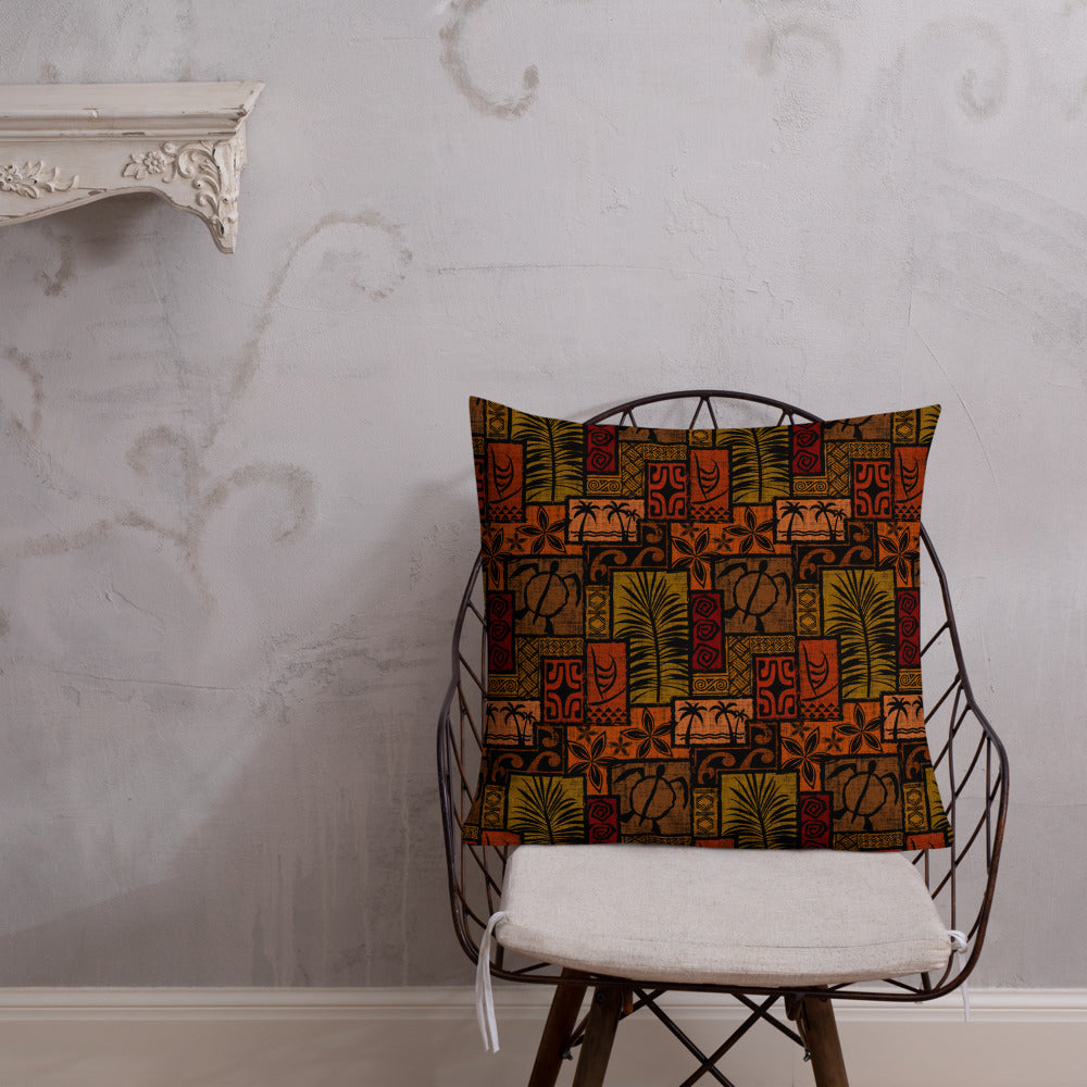 Moku Malihini on Black Premium Pillow