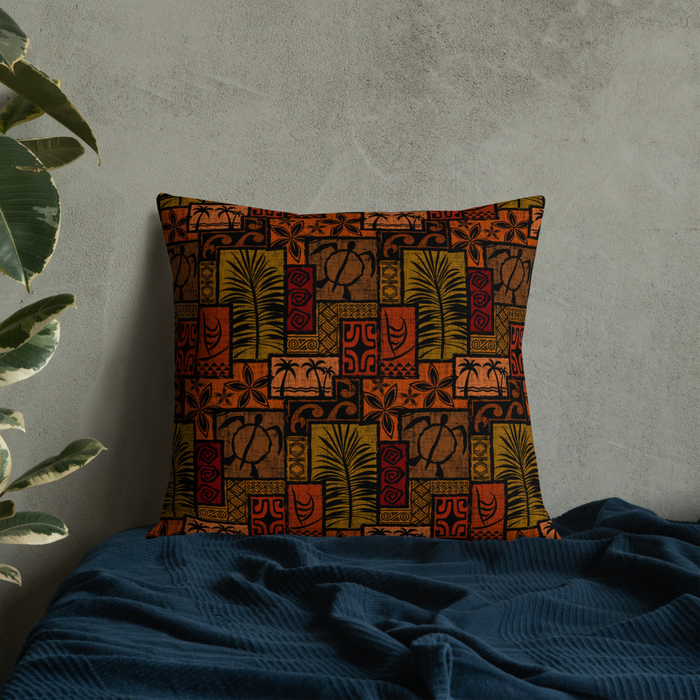 Moku Malihini on Black Premium Pillow