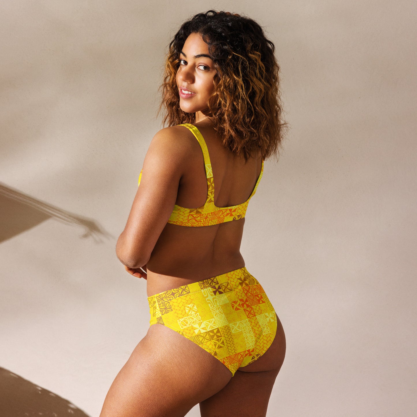 Yellow Tapa Tuesday Recycled high-waisted bikini