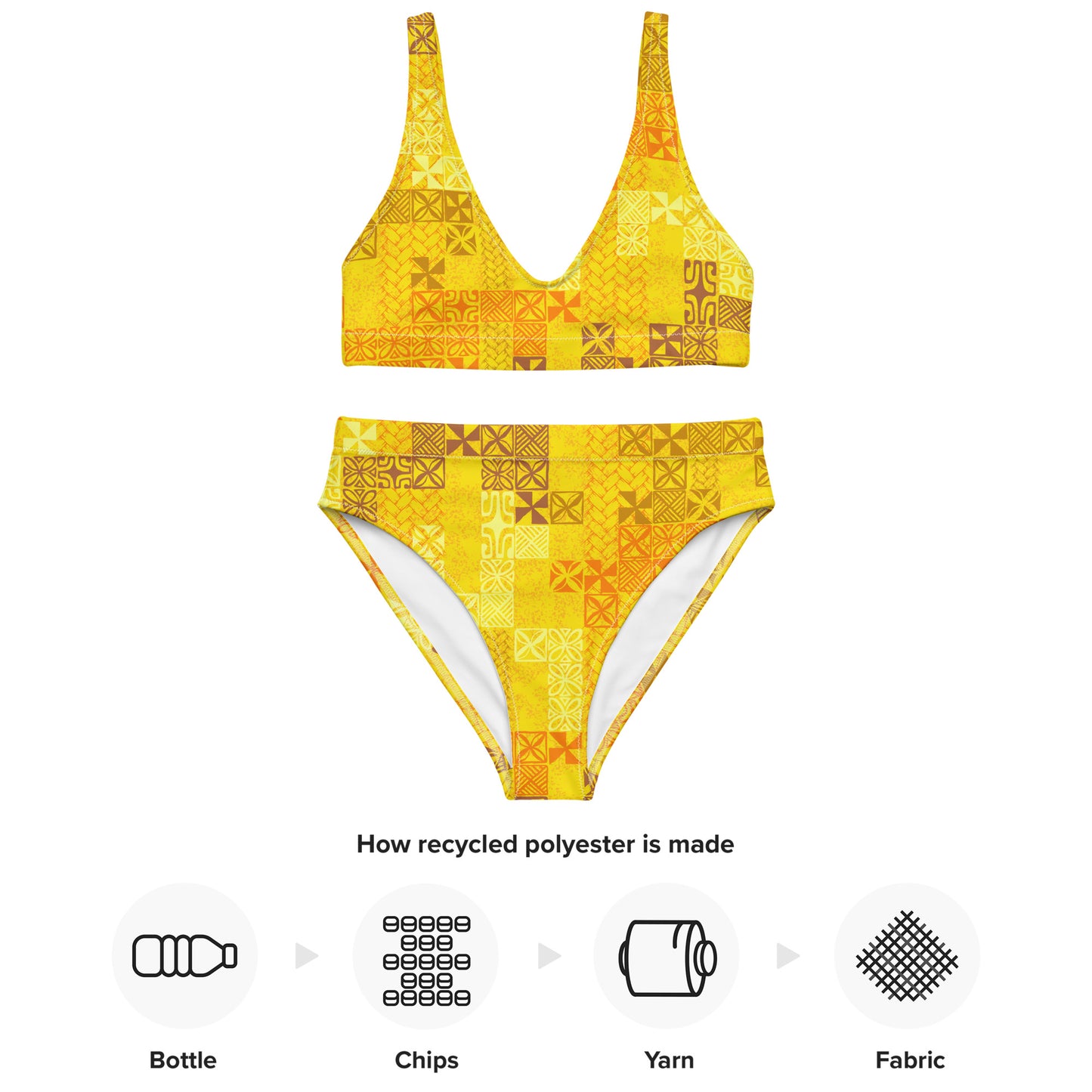 Yellow Tapa Tuesday Recycled high-waisted bikini